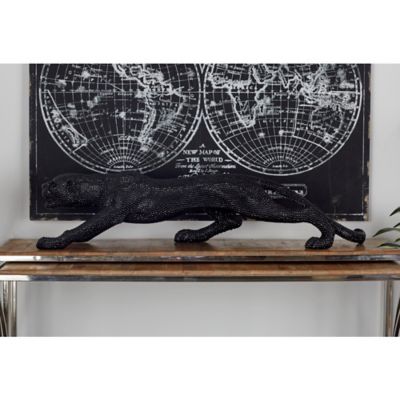 Harper & Willow Polystone Glam Leopard Sculpture, 11 in. x 42 in. x 11 in., Black