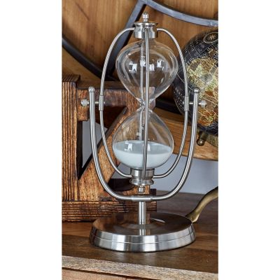 Harper & Willow Silver Metal Glam Sand Timer, 12 in. x 6 in. x 6 in.