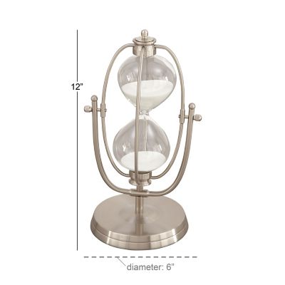 Image showing 6 th Harper & Willow Silver Metal Glam Sand Timer, 12 in. x 6 in. x 6 in.