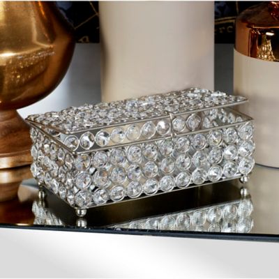 Harper & Willow Silver Crystal Glam Jewelry Box, 3 in. x 8 in. x 4 in.