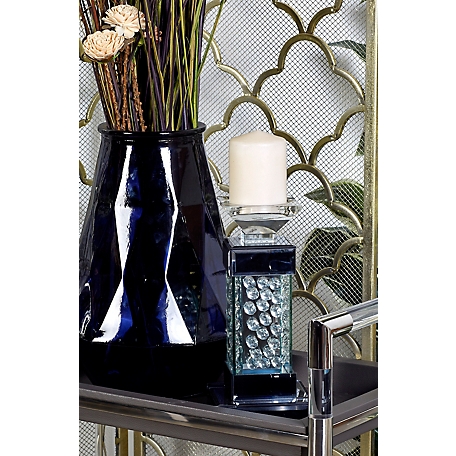 Harper & Willow Clear Mirror Glam Candlestick Holders, 11 in. x 5 in. x 5 in., 79281
