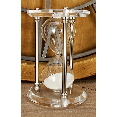 Harper & Willow Silver Metal Glam Timer, 9 in. x 6 in. x 6 in.