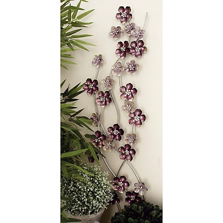 Harper & Willow Purple Metal Floral Wall Decor, 50 in. x 2 in. x 13 in.