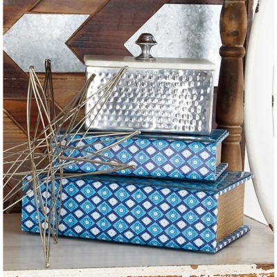 Harper & Willow Rectangular Aluminum Jewelry Box with Stoneware Lid, 6 in. x 7 in. x 5 in., Gray