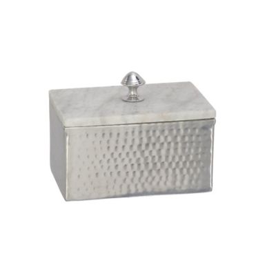 Image showing  Rectangular Aluminum Jewelry Box with Stoneware Lid, 6 in. x 7 in. x 5 in., Gray