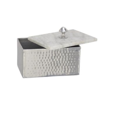 Image showing  Rectangular Aluminum Jewelry Box with Stoneware Lid, 6 in. x 7 in. x 5 in., Gray