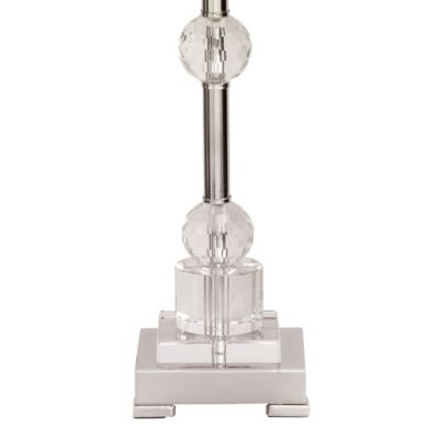 Image showing  Silver Glass Table Lamp with Crystal Embellishments 14" x 14" x 30"