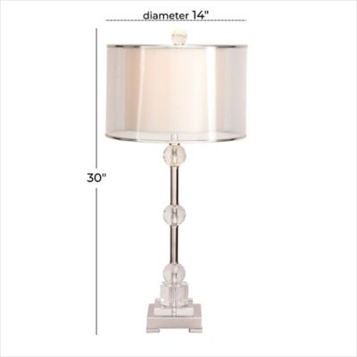 Image showing  Silver Glass Table Lamp with Crystal Embellishments 14" x 14" x 30"