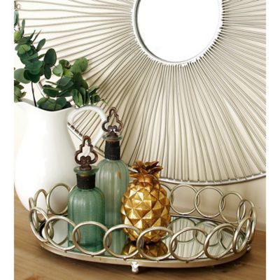 Harper & Willow Silver Metal Glam Tray, 18 in., 22 in., 2 pc.