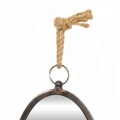 Image showing  Gray Metal Wall Mirror with Hanging Rope Set of 5 22, 22, 20, 19, 19 in. H