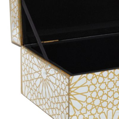 Image showing  Gold Wood Glam Box, 11 in., 9 in., Glossy White Base, 2 pc.
