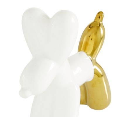 Image showing  Ceramic Glam Dog Sculpture, 7 in. x 7 in. x 3 in., White/Gold