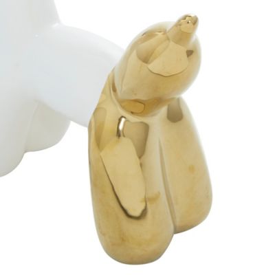 Image showing 5 th Cosmoliving by Cosmopolitan Ceramic Glam Dog Sculpture, 7 in. x 7 in. x 3 in., White/Gold