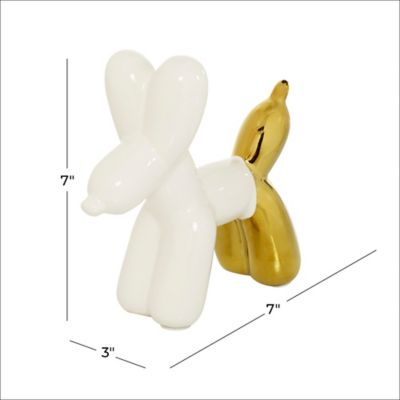 Image showing 6 th Cosmoliving by Cosmopolitan Ceramic Glam Dog Sculpture, 7 in. x 7 in. x 3 in., White/Gold