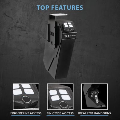 Image showing  Quick Access Biometric Handgun Desk Safe, 3 in. x 7.5 in. x 13.5 in.