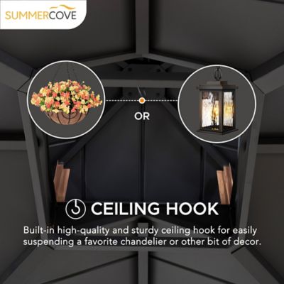 Image showing  12.5 ft. x 12.5 ft. Bella Cedar-Framed 2-Tier Hard-Top Patio Gazebo with Steel Roof, Black