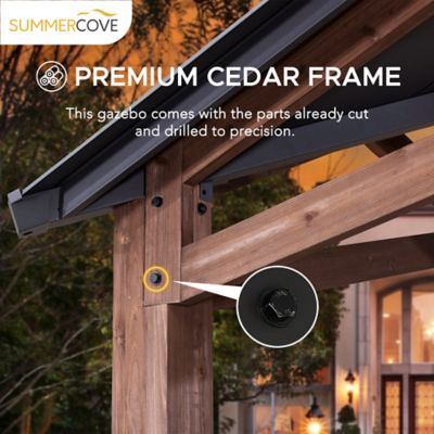 Image showing 5 th SummerCove 12.5 ft. x 12.5 ft. Bella Cedar-Framed 2-Tier Hard-Top Patio Gazebo with Steel Roof, Black