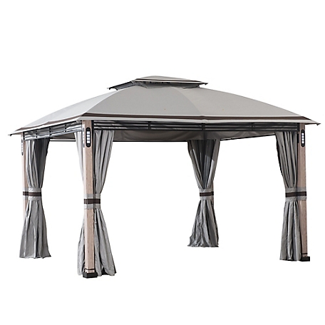 SummerCove 11 ft. x 13 ft. Monterey Park 2-Tier Patio Gazebo with LED Lighting and Bluetooth Sound
