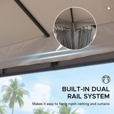 Image showing 5 th Sunjoy 11 x 13ft. 2-Tier Soft Top Gazebo with Light Gray Canopy Roof, Netting, and Curtains
