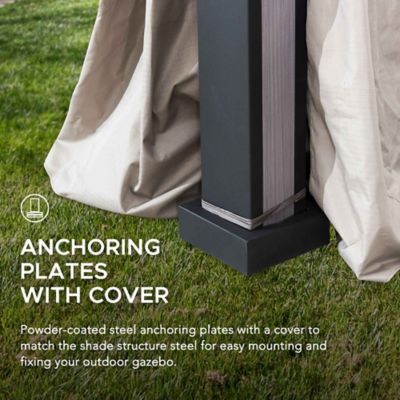 Image showing 7 th Sunjoy 11 x 13ft. 2-Tier Soft Top Gazebo with Light Gray Canopy Roof, Netting, and Curtains