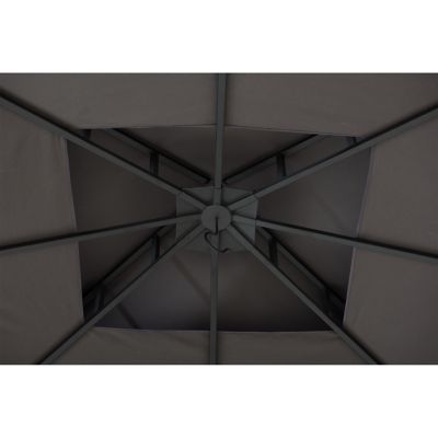 Image showing  11 x 13ft. 2-Tier Soft Top Gazebo with Light Gray Canopy Roof, Netting, and Curtains