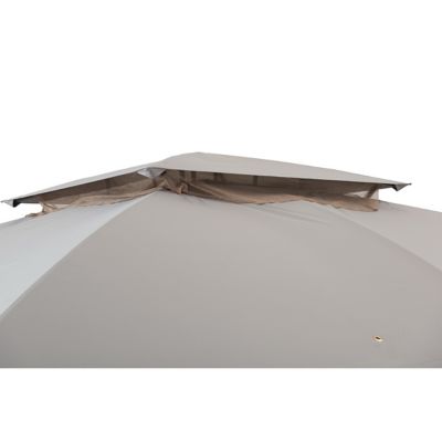 Image showing  11 x 13 ft. 2-Tier Soft Top Gazebo with Light Gray Canopy Roof, Netting and Curtains