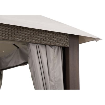 Image showing  11 x 13 ft. 2-Tier Soft Top Gazebo with Light Gray Canopy Roof, Netting and Curtains