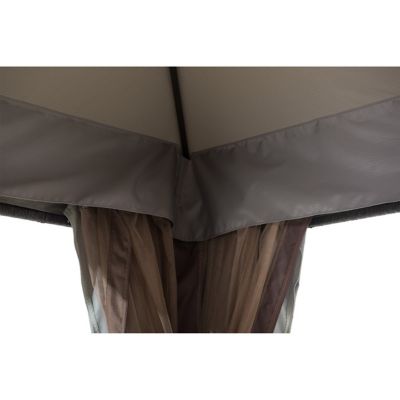 Image showing 5 th Sunjoy 11 x 13 ft. 2-Tier Soft Top Gazebo with Light Gray Canopy Roof, Netting and Curtains