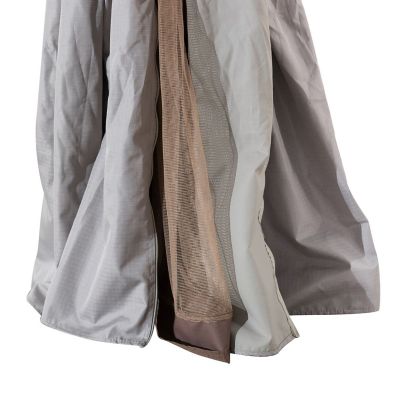 Image showing 8 th Sunjoy 11 x 13 ft. 2-Tier Soft Top Gazebo with Light Gray Canopy Roof, Netting and Curtains