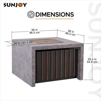 Image showing  38 in. Large Size Outdoor Patio Propane Burning Fire Pit Table with Lid and Lava Rocks