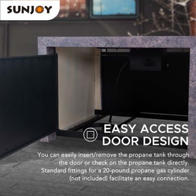 Image showing  38 in. Large Size Outdoor Patio Propane Burning Fire Pit Table with Lid and Lava Rocks