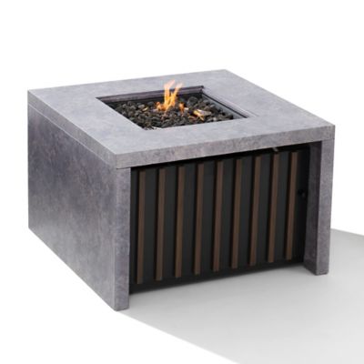 Image showing 9 th Sunjoy 38 in. Large Size Outdoor Patio Propane Burning Fire Pit Table with Lid and Lava Rocks
