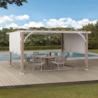 Image showing 8 th Sunjoy 12 ft. x 14 ft. Metal Pergola with Adjustable Canopy