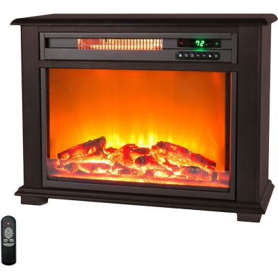 Lifesmart 3-Quartz Infrared Fireplace Heater with Remote in Dark Walnut