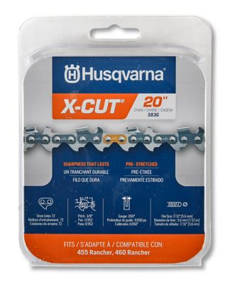 Husqvarna 20 in. 72-Link X-Cut S83G Chainsaw Chain Replacement, 3/8 in. Pitch, 0.050 in. Gauge