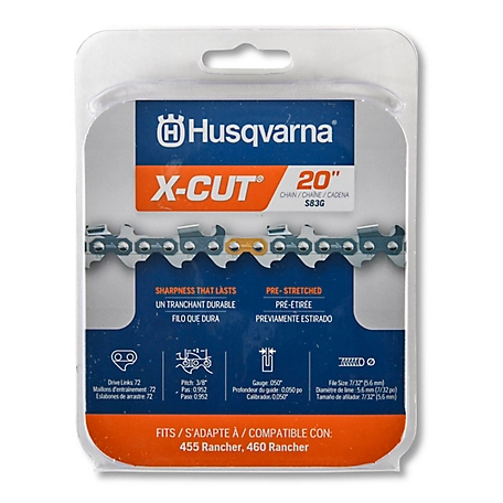 Husqvarna X-Cut S83G 20 Inch Chainsaw Chain Replacement with 3/8 in. Pitch, .050 in. Gauge, and 72 Drive Links