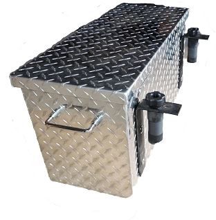 Image showing  Large Direct-Attach Aluminum Diamond Plate Tool Box for Polaris Mid-Size Rangers Only