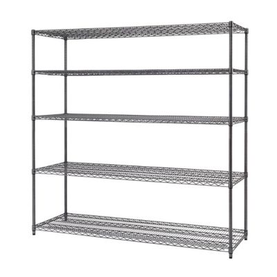 Image showing  5-Tier 72 in. x 24 in. x 72 in. PRO NSF Wire Shelving, Black Anthracite