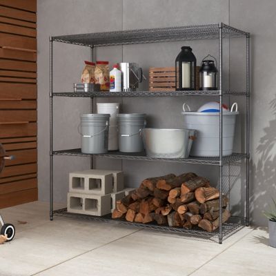 Image showing  4-Tier 72 in. x 30 in. x 72 in. PRO Wire Shelving, Black Anthracite, 4,000 lb. Capacity, 111.25 lb.