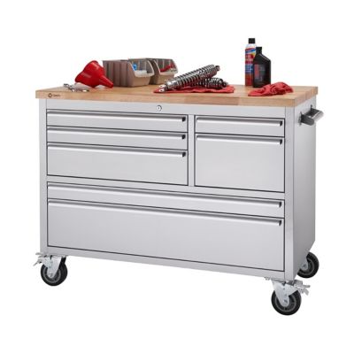 TRINITY 48 in. x 26 in. Stainless Steel Rolling Workbench