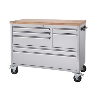 Image showing  48 in. x 26 in. 7-Drawer Stainless Steel Rolling Workbench