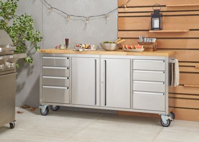 Image showing  72 in. x 19 in. 8-Drawer Stainless Steel Rolling Workbench