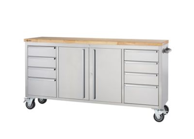 Image showing  72 in. x 19 in. 8-Drawer Stainless Steel Rolling Workbench