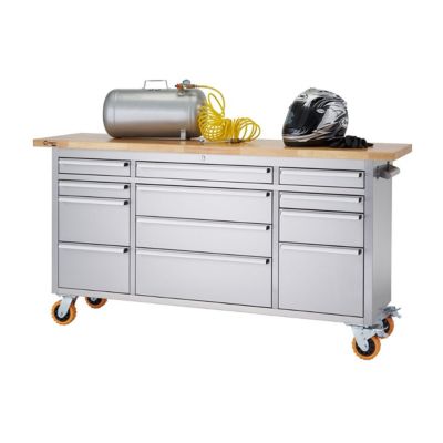 TRINITY 72 in. x 19 in. 12-Drawer PRO Stainless Steel Rolling Workbench