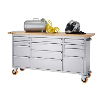 TRINITY 72 in. x 19 in. PRO Stainless Steel Rolling Workbench