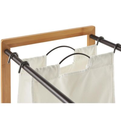 Image showing  3-Bag Bamboo Laundry Cart, Bronze poles