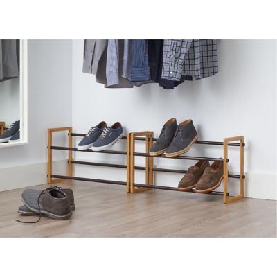 Image showing  Basics 2-Tier Expandable Bamboo Shoe Racks, 2-Pack