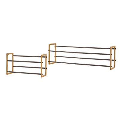 Image showing  Basics 2-Tier Expandable Bamboo Shoe Racks, 2-Pack