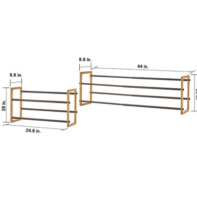 Image showing 6 th TRINITY Basics 2-Tier Expandable Bamboo Shoe Racks, 2-Pack