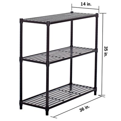 Image showing 8 th TRINITY 36 in. x 14 in. x 35 in. 3-Tier Slat Shelving Rack